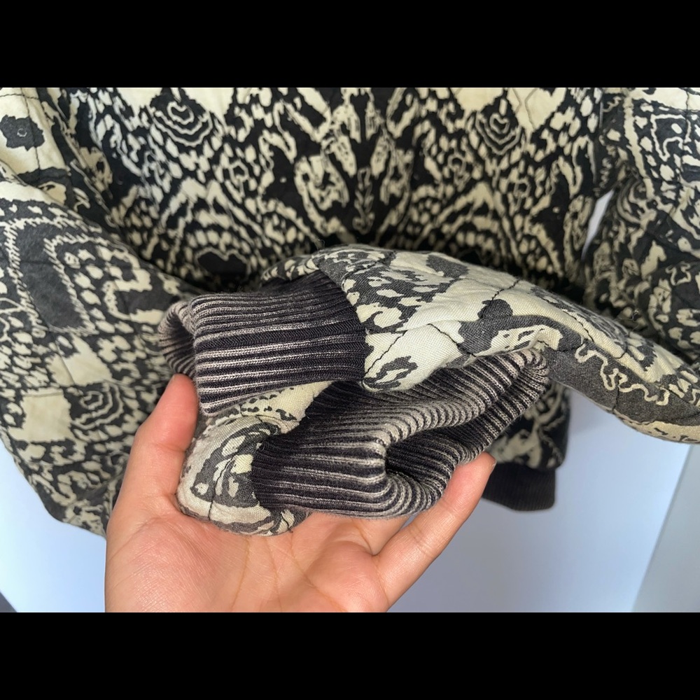 Free People Quilted Bomber Jacket Boho Print Black - Picture 10 of 10